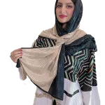 شال ژرسه دورنگ مشکی.کرم کاراشیک