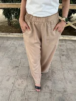 شلوار کرم سنتل نیم بگ راسته 3