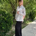 شومیز مزونی ابریشمی طرح پرنده کاراشیک