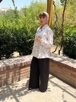 شومیز مزونی ابریشمی طرح پرنده 5