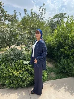 شومیز مزونی لینن پولک دوزی سورمه ای(هندی) کاراشیک