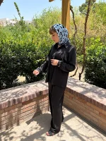 ست شومیز و شلوار مشکی با کیفیت کرپ ویسکوز ترک