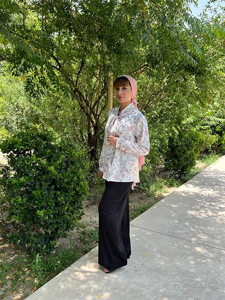 شومیز مزونی ابریشمی طرح پرنده 6