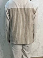 کت شلوار راه راه کرم کاراشیک 2