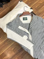 کت شلوار راه راه طوسی کاراشیک 5